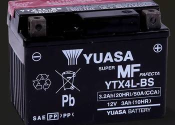 NOWY Akumulator motocyklowy YUASA YTX4L-BS AGM 3,2Ah 50A