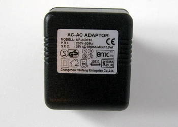Zasilacz sieciowy/ adaptor 24 V  AC 650mA
