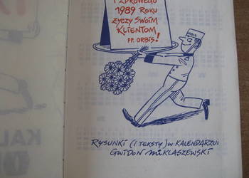 Kalendarz ORBIS 1989 rysunki Gwidon Miklaszewski