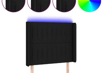 Zagłówek do łóżka z LED czarny 83x16x118/128 cm tkanina WM-3124262