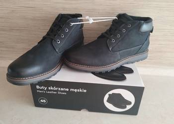 NOWE Buty męskie skórzane sznurowane CZARNE roz. 45 skóra naturalna Wysyłam