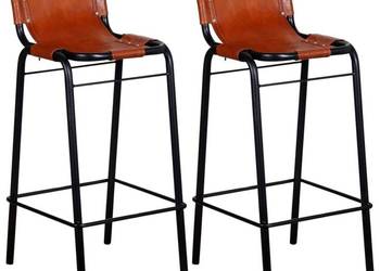 vidaXL Stołki barowe, 2 szt., skóra naturalna(SKU:244248)
