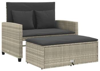 vidaXL Sofa ogrodowa z poduszkami, 2-osobowa, jasnoszara