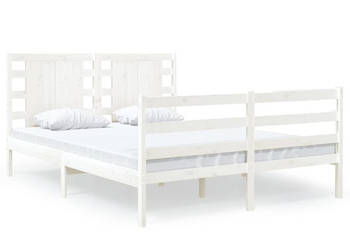 Rama łóżka bez materaca biała lite drewno sosnowe 120x190 cm WM-3104254