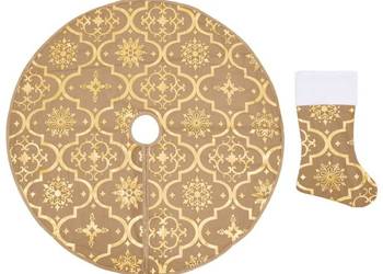 vidaXL Luksusowa osłona pod choinkę ze skarpetą, żółta