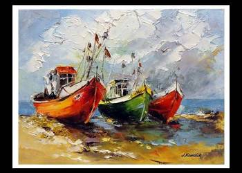 Kowalik - Kutry - 40x30cm Obraz Olejny Morze Marynistyka