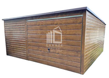 GARAŻ BLASZANY 5m x 6m poziom - spad tył Brama  okno ID429