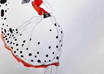 Praca akwarelą i piórkiem "Ah!" artystki Adriany Laube