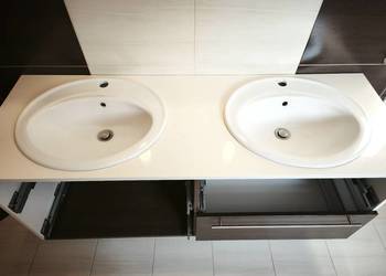 DEANTE 2 umywalki wpuszczane w blat + korki + lakierowany blat 52x150