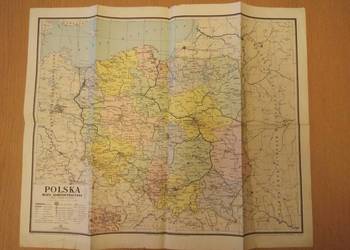 2 szt. map Polski, jedna z nich dwustronna z Jugosławią