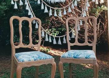 Krzesła drewniane tapicerowane rustykalne boho
