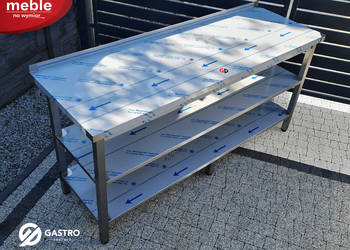 Stół przyścienny gastronomiczny z dwoma półkami spawany 1800x600x850 mm