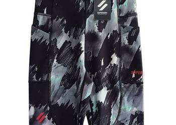 Damskie sportowe spodnie legginsy czarne wzorzyste SuperDry Sport 34/XS
