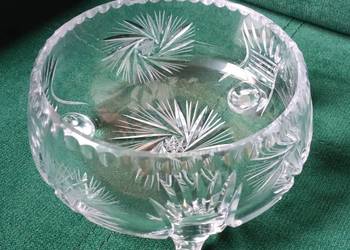 Kryształowa misa na trójnogu Huta Irena Inowrocław prl