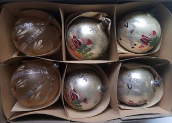 6 starych bombek vintage PRL