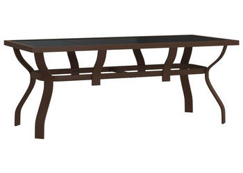 Stół ogrodowy brązowo-czarny 180x80x70 cm stal i szkło WM-318773