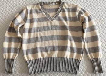 Sweter damski, C&A, M, paski, kremowo-szary (Odzież)