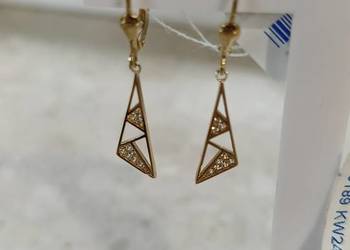 Złote Nowe kolczyki z cyrkoniami wys 35mm.pr.333