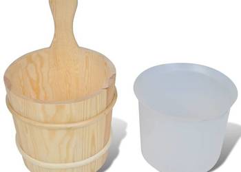 vidaXL Akcesoria do sauny, 5 szt., wiadro, łyżka(SKU:50245）