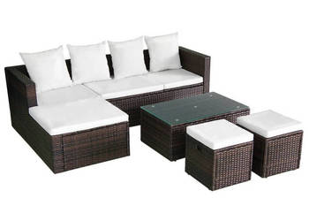 4-cz. zestaw wypoczynkowy do ogrodu poduszki rattan PE brąz WM-42585