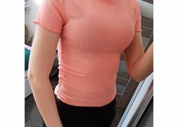T-shirt neonowy pomarańczowy w prążki TANIO!!
