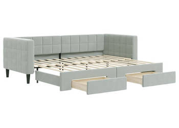 Sofa rozsuwana z szufladami jasnoszara aksamit 80x200 cm WM-3196732