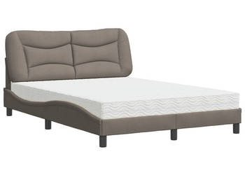 Łóżko z materacem taupe obite tkaniną 120x200 cm WM-3208524