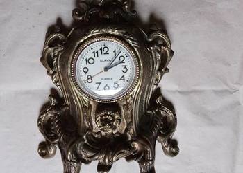 Mosiężny zegar kominkowy SLAVA 11 Jewels retro barok PRL z lwem