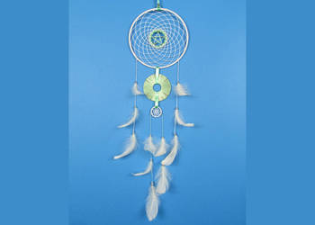 Biały łapacz snów z gwiazdką/pentagramem - dekoracja ścienna