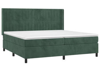 Łóżko kontynentalne z materacem i LED zielony aksamit 200x200cm WM-3139706
