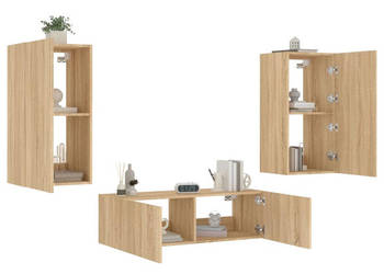 3-cz. zestaw mebli TV z oświetleniem LED dąb sonoma WM-3216876
