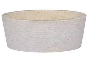 vidaXL Umywalka, kremowa, Ø40x15 cm, marmurowa(149177)