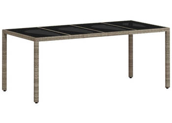 Stół ogrodowy ze szklanym blatem szary 190x90x75 cm rattan PE WM-368128