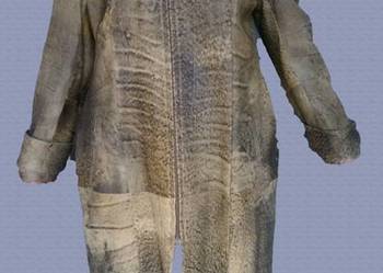 Płaszcz damski ze skóry naturalnej w kolorze oliwkowym. Stan idealny!