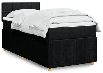 Łóżko kontynentalne z materacem czarne tkanina 100x200 cm WM-3289669