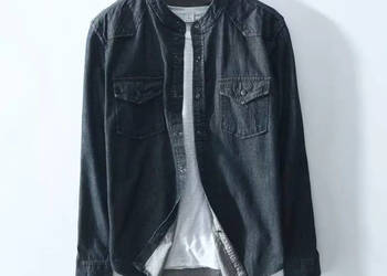 Modna Koszula stójka Indigo Jeans dżinsowa Acne WRANGLER Lee
