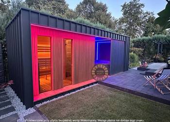 sauna ogrodowa z tarasem HOOS WOOD