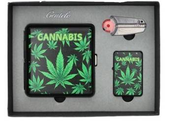 Zestaw Upominkowy Gandzia Papierośnica + Zapalniczka + Kamienie i Knot