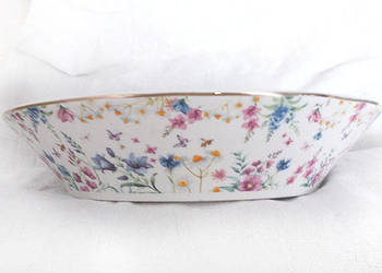 ładny półmisek z porcelany, porcelanowy półmisek w kwiatki, ładna miska