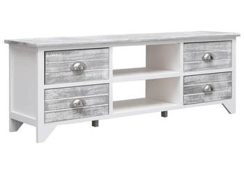 Szafka pod TV biało-szara108x30x40 cm drewno paulownia WM-338513