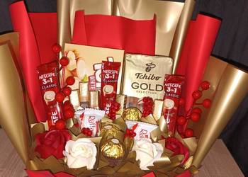 Box ze słodyczy i kawy Bukiet jadalny Prezent na każdą okazję Box zełodyczy