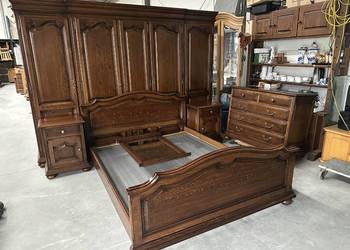 Dębowa sypialnia 100% lite drewno łóżko 150cm szafki komoda szafa lustro…