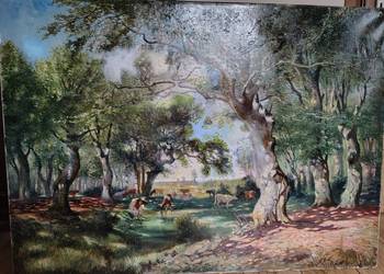 Olbrzymi stary epokowy obraz olejny