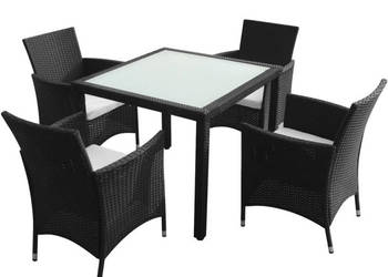 5-cz. zestaw mebli ogrodowych z poduszkami rattan PE czarny WM-43122