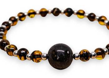 Bransoletka BURSZTYN bałtycki cytryna inkluzje botaniczne #867