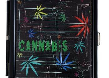 Metalowa Papierośnica Ganja z Nadrukiem Liści Marihuany Gentelo