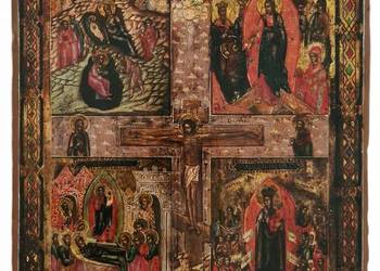 Ikona czteropolowa, Jezus Chrystus Ukrzyżowany, 0267