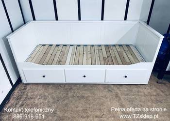 IKEA HEMNES Łóżko Leżanka z 3 szufladami, 2 materace ,białe Transport