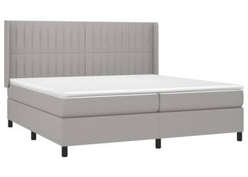 Łóżko kontynentalne z materacem jasnoszare tkanina 200x200cm WM-3138501