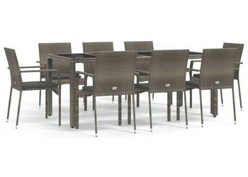 vidaXL 9-cz. zestaw mebli ogrodowych z poduszkami, rattan PE(SKU:3184986)